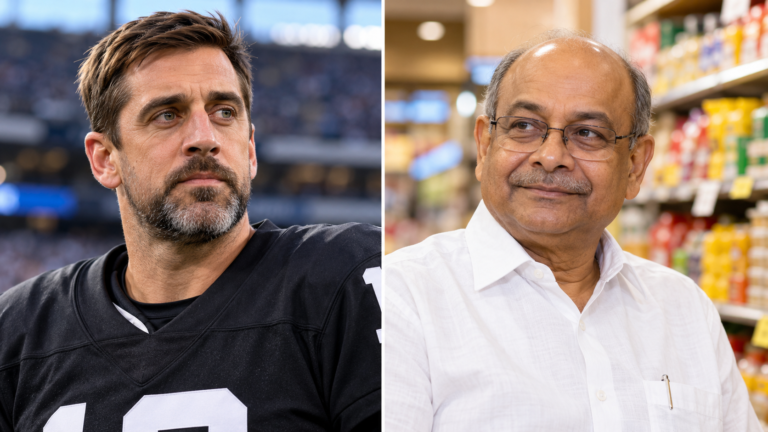 Aaron Rodgers and Radhakishan Damani